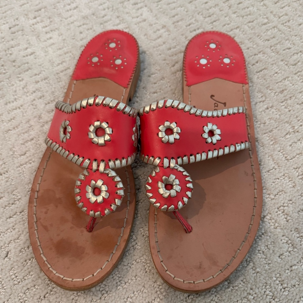 Jack Rogers 1960 sandals, pink and gold size 8
